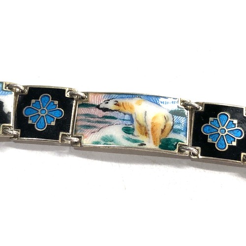 550 - Aksel Holmsen Norway silver & enamel bracelet measures approx 12mm wide by 19cm long