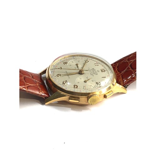 46 - Fine 18ct gold gents chronograph wristwatch walker extra landeron cal 51 movement stamped walker in ... 