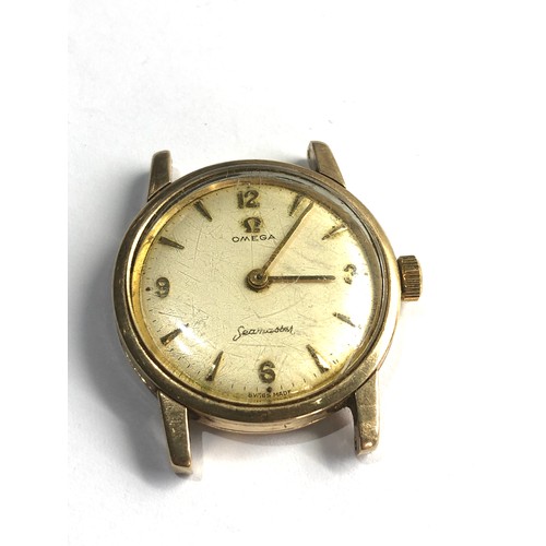 61 - Vintage 9ct gold gents omega seamaster gents wristwatch cal 520 manual wind  17 jewel chunky heavy g... 