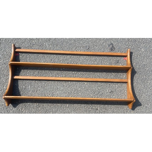 565 - Blonde Ercol 2 shelf plate rack