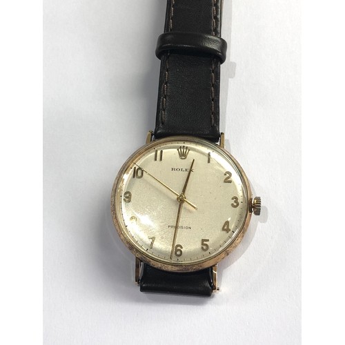 65 - Vintage 9ct gold Rolex Precision gent presentation wristwatch hand wind and in working order but no ... 