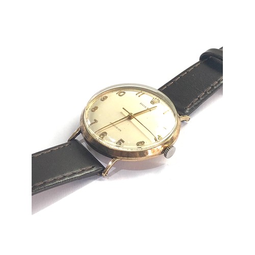 65 - Vintage 9ct gold Rolex Precision gent presentation wristwatch hand wind and in working order but no ... 