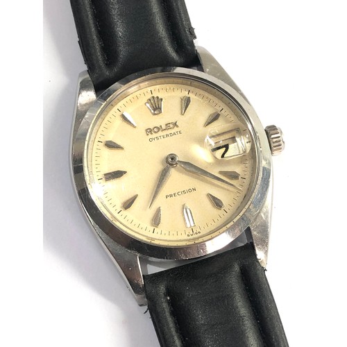 71 - Fine circa 1957 Rolex oysterdate precision No 251579 model 6494 manual wind roulette date wheel work... 