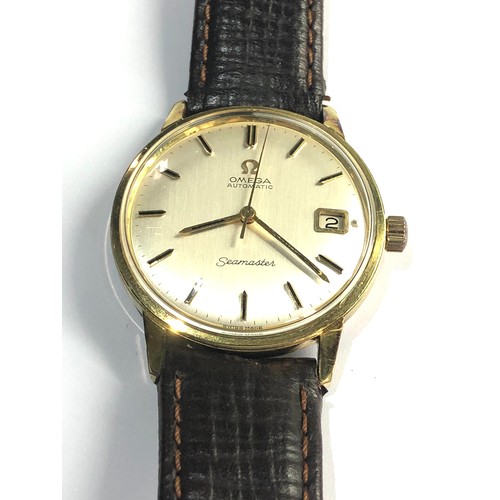 77 - Vintage Omega seamaster automatic watch in working order in good condition omega leather strap no wa... 