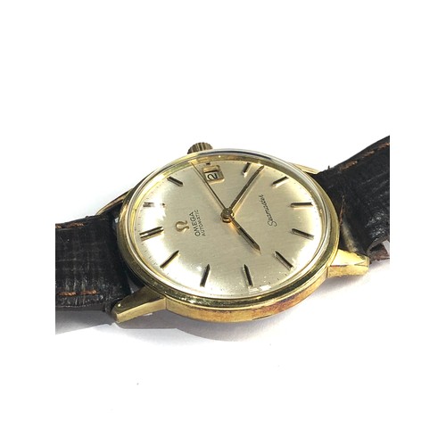 77 - Vintage Omega seamaster automatic watch in working order in good condition omega leather strap no wa... 