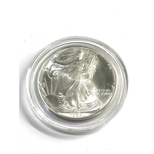 584 - 1994 USA 1oz Fine Silver 99.99% Eagle Liberty one dollar UNC & Capsuled