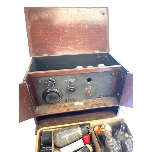 294 - Vintage radio with spare valves, untested