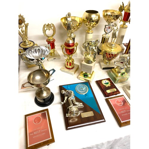 292 - Large selection of trophies to include Darts, bowls etc