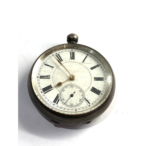 516 - Antique open face silver pocket watch watch is ticking but no warranty given missing loop