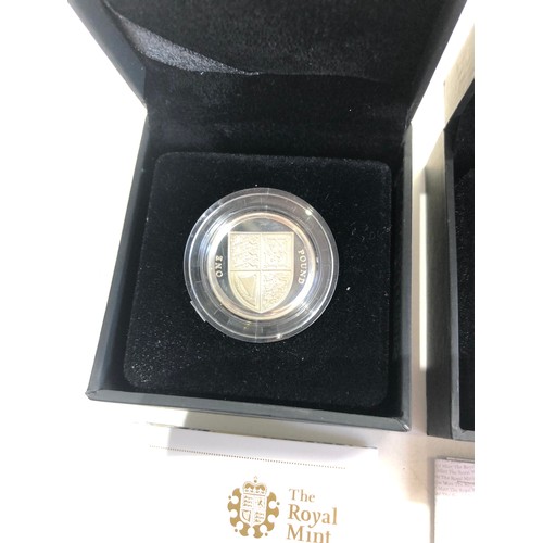 543 - Boxed royal mint silver proof 2010 & 2008 silver one pound coins coa