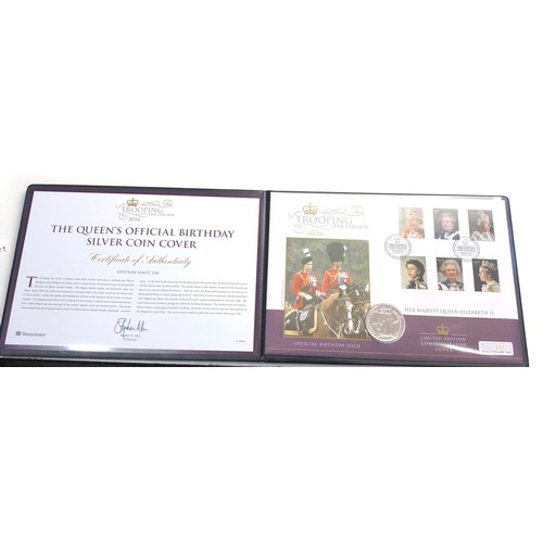 548 - Limited edition Silver 1oz Fine .999 coin the queens official birthday trooping the colour silver co... 