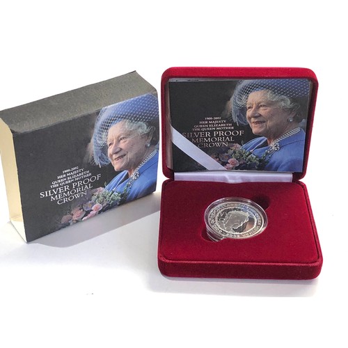 549 - Boxed 2002 Royal Mint The Queen Mother memorial silver proof £5 five pounds crown coin