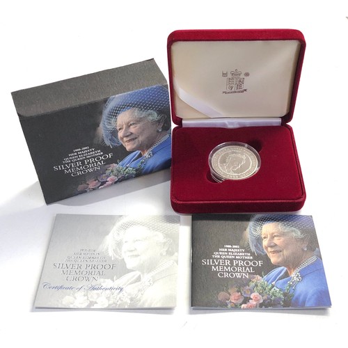 549 - Boxed 2002 Royal Mint The Queen Mother memorial silver proof £5 five pounds crown coin