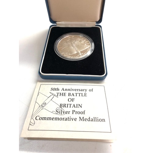 560 - Royal mint 50th anniversary the battle of britain silver proof commemorative medallion 53.30 g 925 s... 