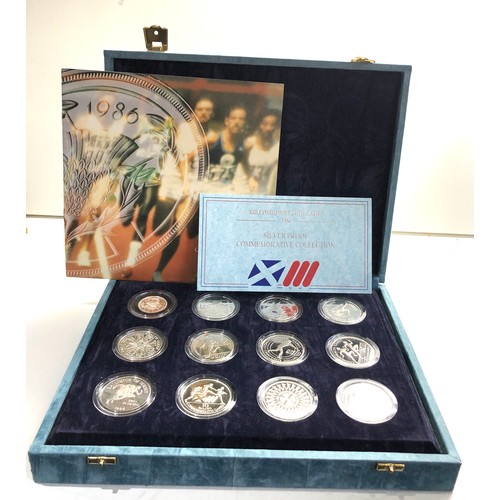 562 - Boxed X111 commonwealth games 1986 silver proof commemorative collection 12 silver proof  coins