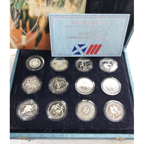 562 - Boxed X111 commonwealth games 1986 silver proof commemorative collection 12 silver proof  coins