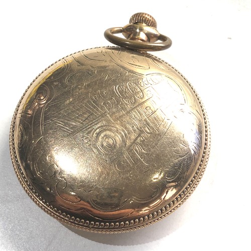 524 - Waltham open faced pocket watch american train watch working but no warranty given