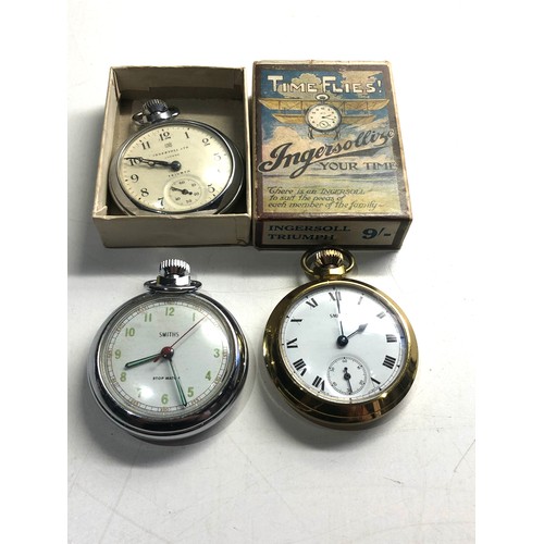 525 - 3 vintage smiths / ingersoll pocket watches working order but no warranty given