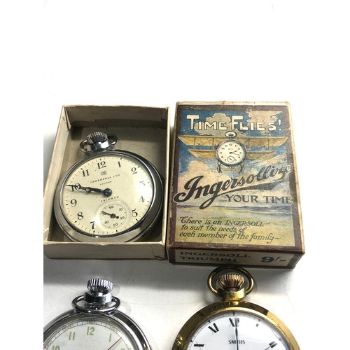 525 - 3 vintage smiths / ingersoll pocket watches working order but no warranty given