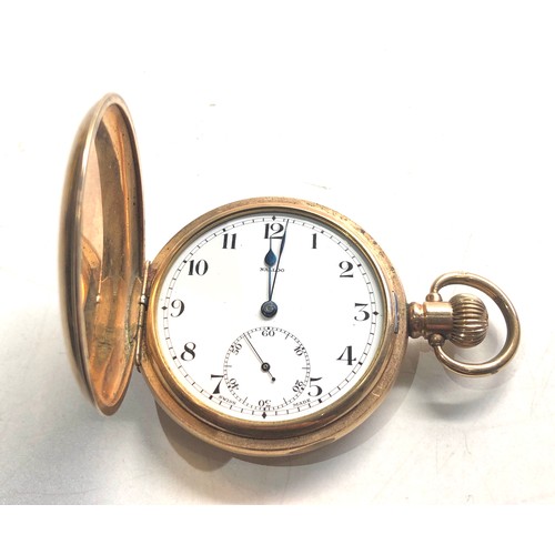 522 - Vintage nallog gold plated full hunter pocket watch spares or repair