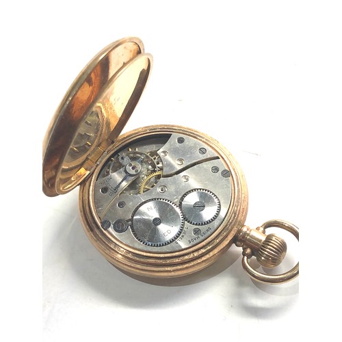 522 - Vintage nallog gold plated full hunter pocket watch spares or repair