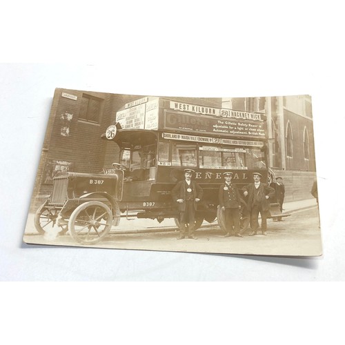 581 - Antique real photo early 1900s bus & crew postcard