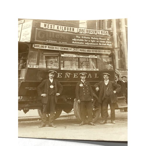 581 - Antique real photo early 1900s bus & crew postcard