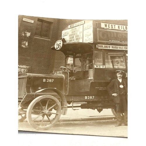 581 - Antique real photo early 1900s bus & crew postcard