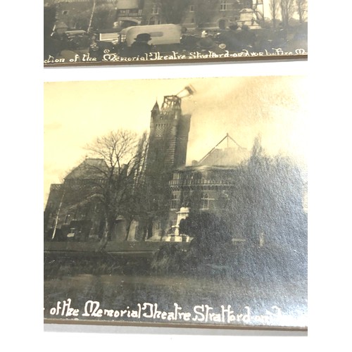 578 - 2 real photo disaster postcards destruction by fire of the memorial theatre stratford on avon march ... 