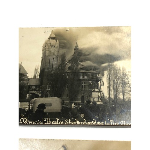 578 - 2 real photo disaster postcards destruction by fire of the memorial theatre stratford on avon march ... 