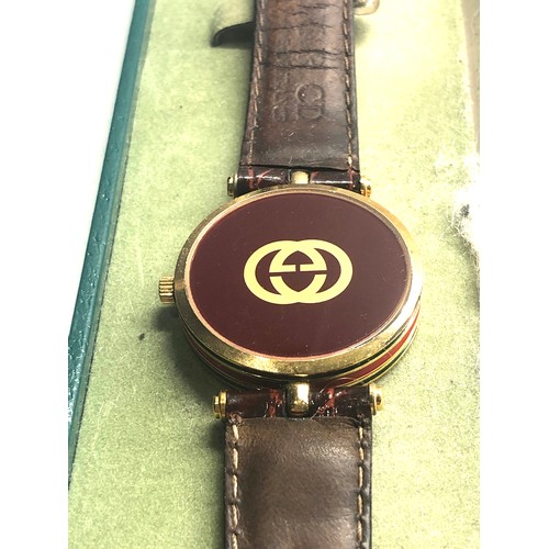 460 - Boxed Gucci wrist watch enamel back & sides unisex size