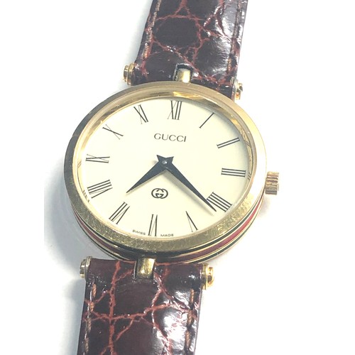 460 - Boxed Gucci wrist watch enamel back & sides unisex size