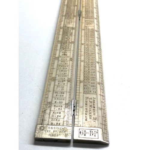 470 - Antique folding ivory ruler arranged by T.F.Walker Birmingham