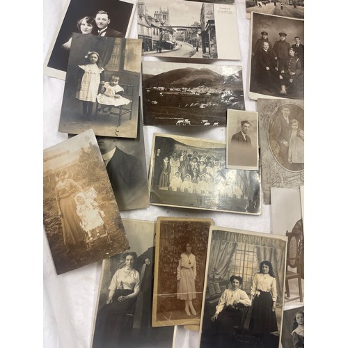 17 - Selection of antique real photo post cards - family and street scenes