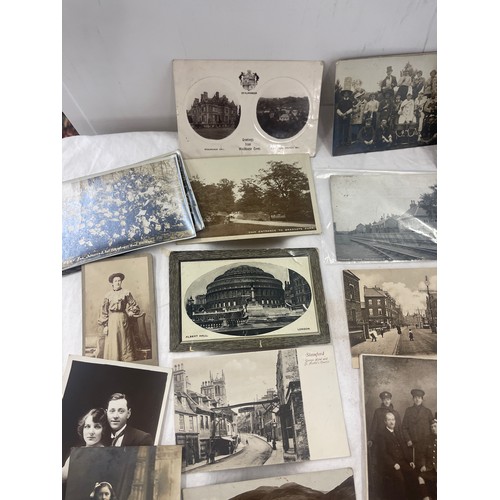 17 - Selection of antique real photo post cards - family and street scenes