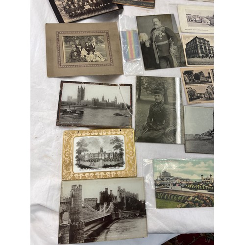 7 - Selection of antique real photo post cards, photos behind glass, letters etc