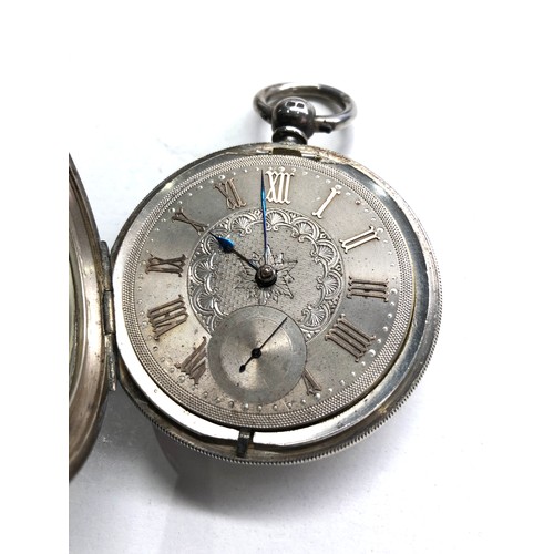 526 - Antique silver open face silver dial pocket watch by johnson & sons derby working but no warranty gi... 