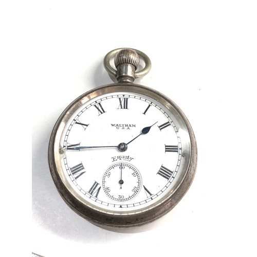 523 - Silver waltham open faced pocket watch spares or repair