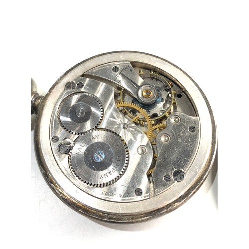 523 - Silver waltham open faced pocket watch spares or repair