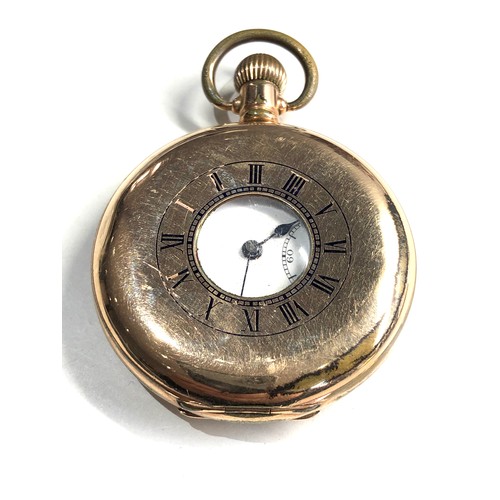 530 - Rolled gold half hunter pocket watch spares or repair