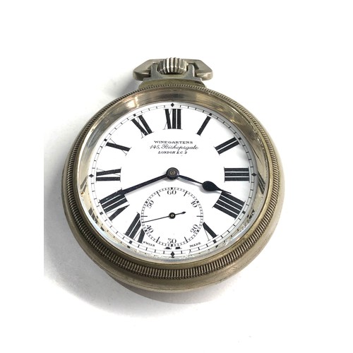 524 - Winegartens London Railway regulator open face pocket watch working but no warranty given