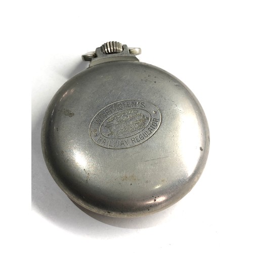 524 - Winegartens London Railway regulator open face pocket watch working but no warranty given