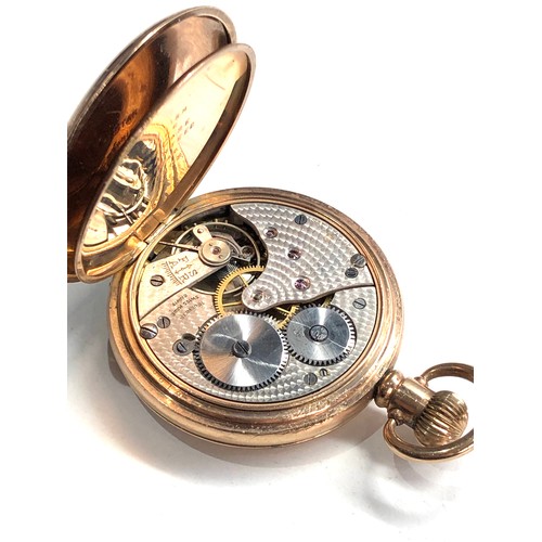 529 - Rolled gold full hunter pocket watch spares or repair