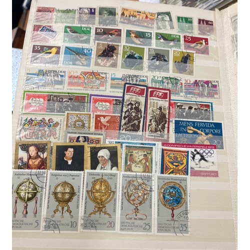 20 - Selection of stamp albums includes gay venture, The trusty stamp album,