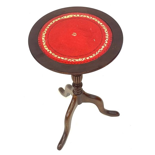 367 - Small round leather topped occasional table height 20.5