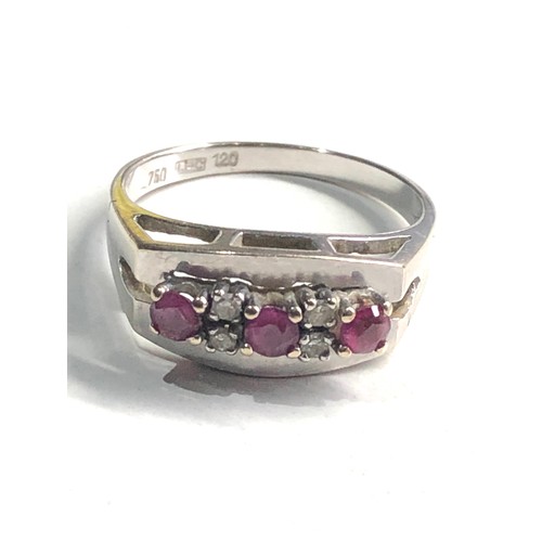 109 - 18ct white gold ruby & diamond ring weight 3.7g