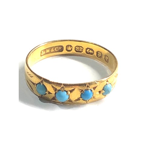 103 - Victorian 22ct gold turquoise  ring 2.5g