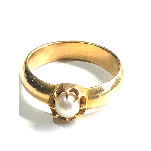 94 - Victorian 18ct gold pearl ring weight 6.9g