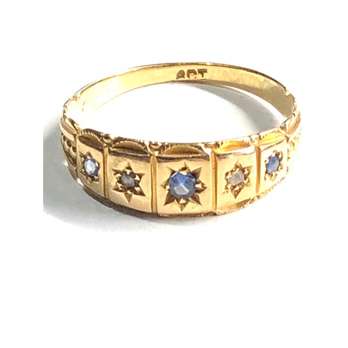 95 - Antique 18ct gold sapphire & diamond ring weight 2g