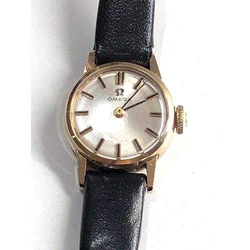 507 - Ladies vintage 9ct gold omega wristwatch the watch is ticking but no warranty given